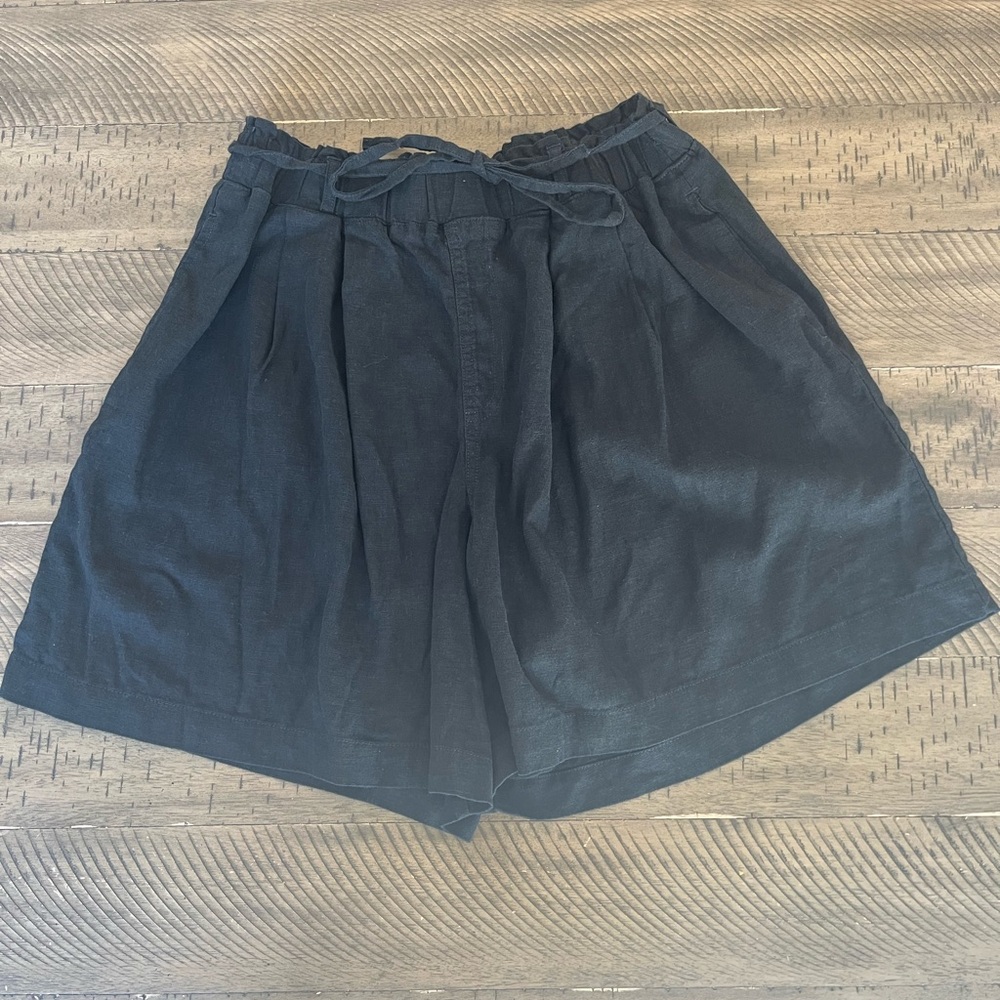 UNIVERSAL THREAD Tie Waist Linen Mid-Rise Pull On Shorts Sz Small in Black